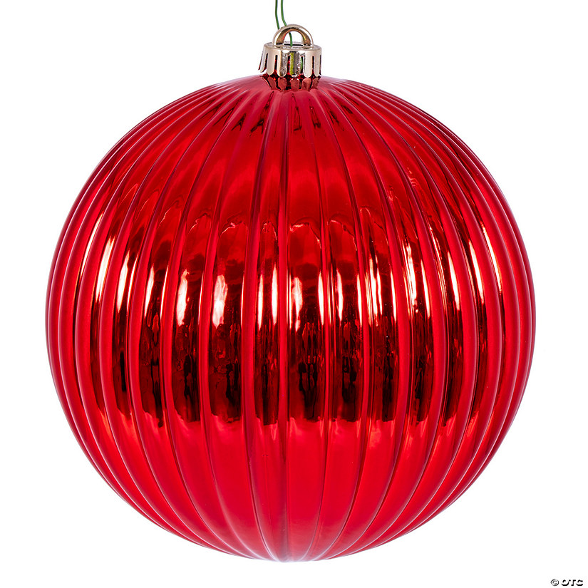 Vickerman 8" Red Shiny Lined Ball Ornament Image