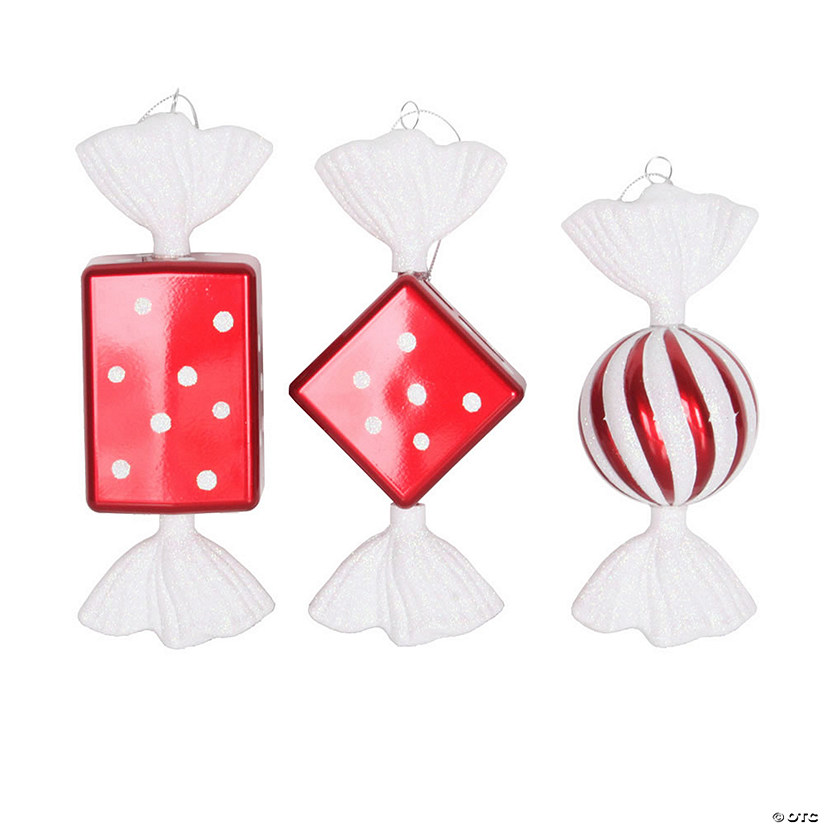 Vickerman 8" Red-White Candy Christmas Ornament, 3 per BoProper Image