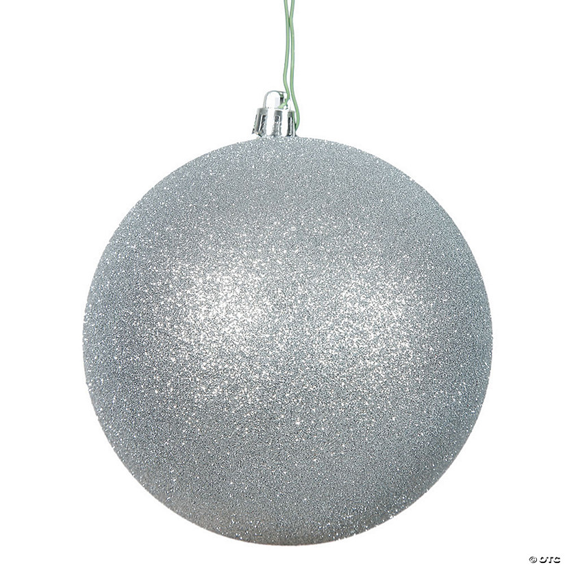 Vickerman 8" Silver Glitter Ball Ornament Image