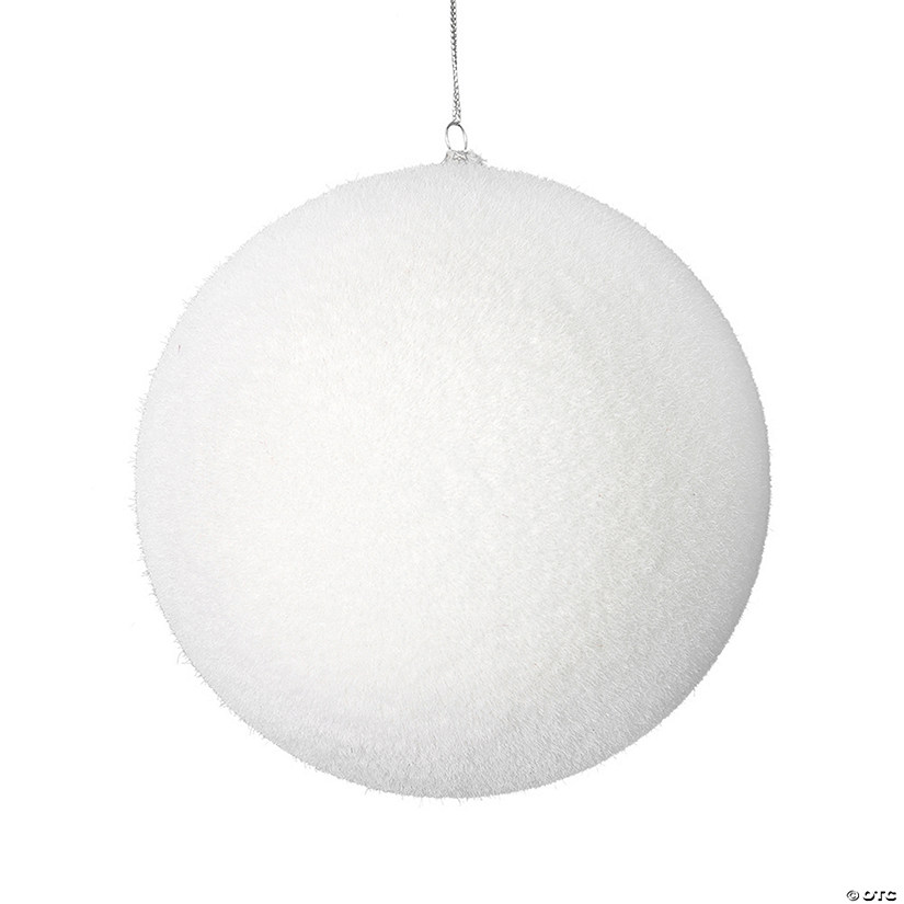Vickerman 8" White Flocked Ball Ornament Image