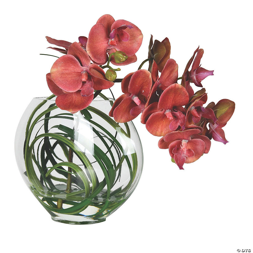 Vickerman 9.8" Pink Butterfly Orchid In Glass Pot Image