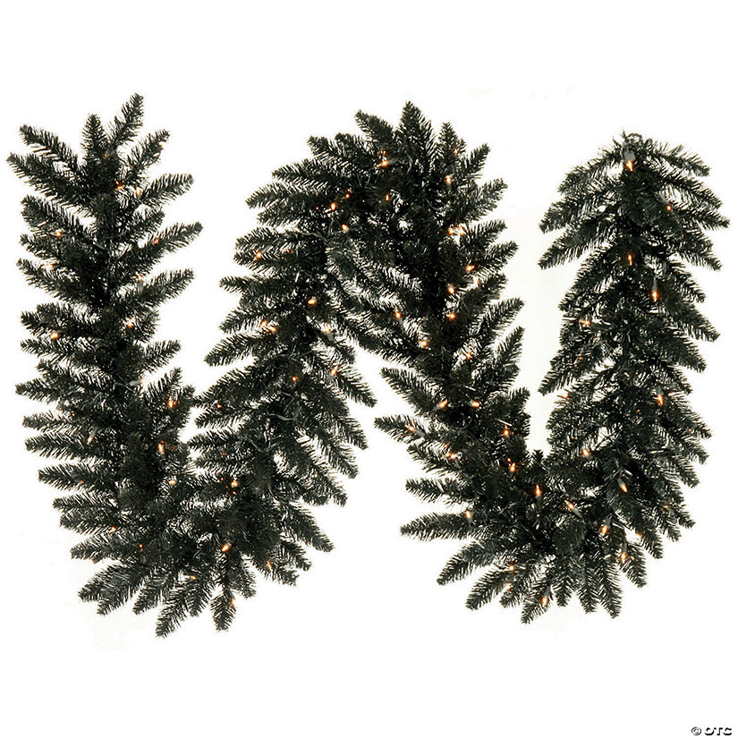 Vickerman 9' Black Fir Christmas Garland with Clear Lights Image