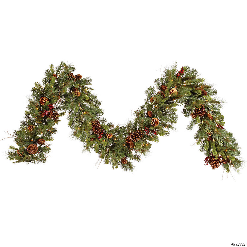 Vickerman 9' Cibola Mixed Berry Artificial Christmas Garland, Clear Dura-lit Incandescent Mini Lights Image