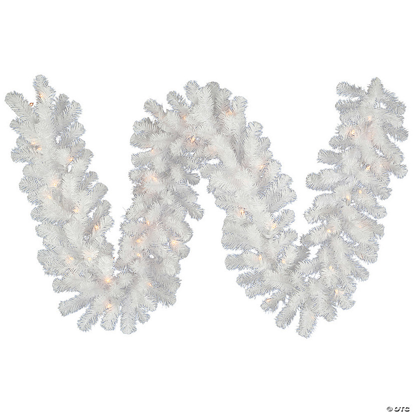 Vickerman 9' Crystal White Spruce Artificial Christmas Garland, Pure White LED Mini Lights Image