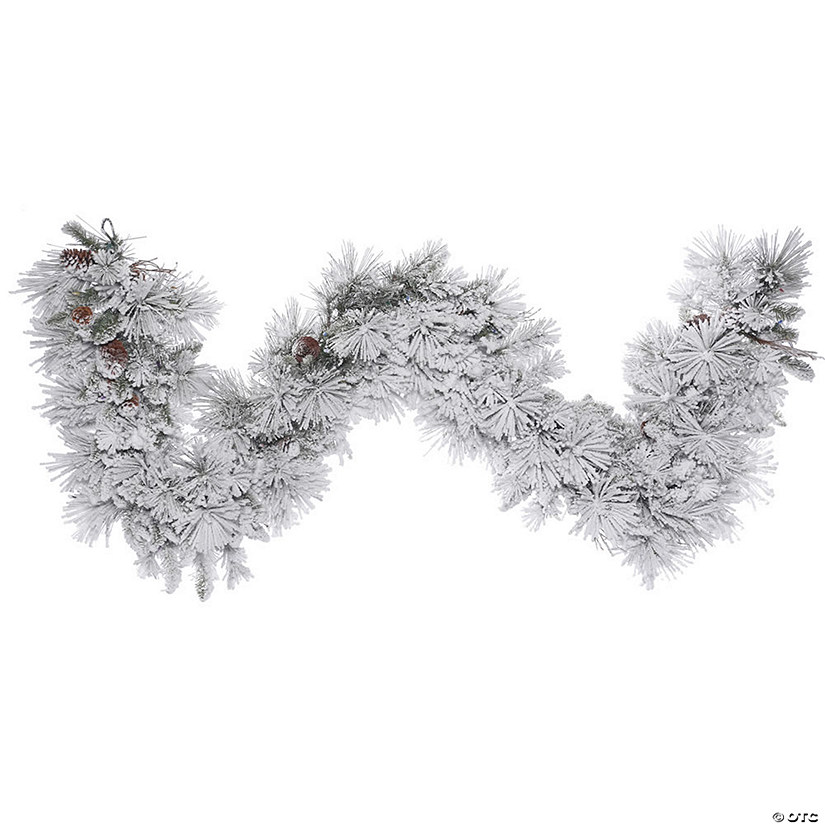 Vickerman 9' Flocked Alberta Artificial Christmas Garland, Unlit Image