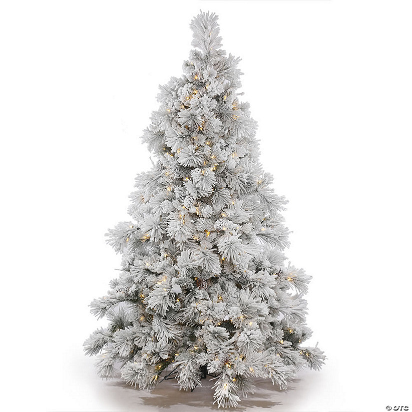 Vickerman 9' Flocked Alberta Artificial Christmas Tree, Pure White LED Lights Image