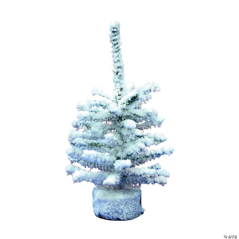 Vickerman 9" flocked Mini Pine Artificial Christmas tree, Set of 6 Image