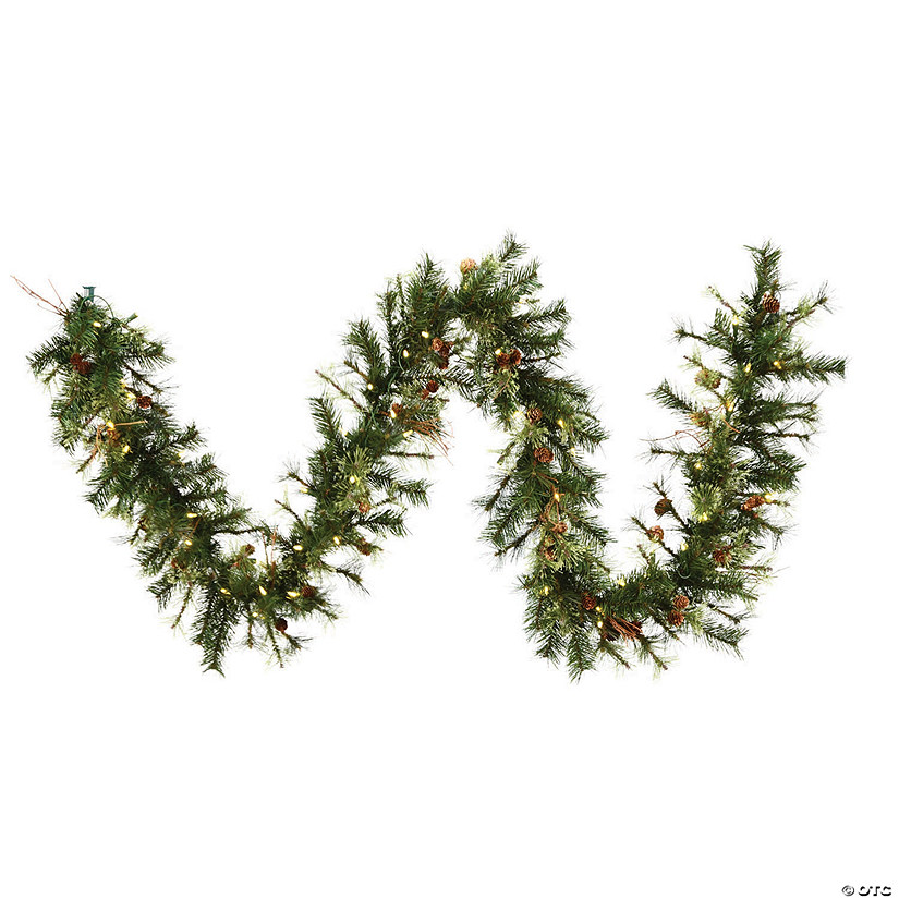 Vickerman 9' Mixed Country Pine Christmas Garland with Warm White LED Lights Image