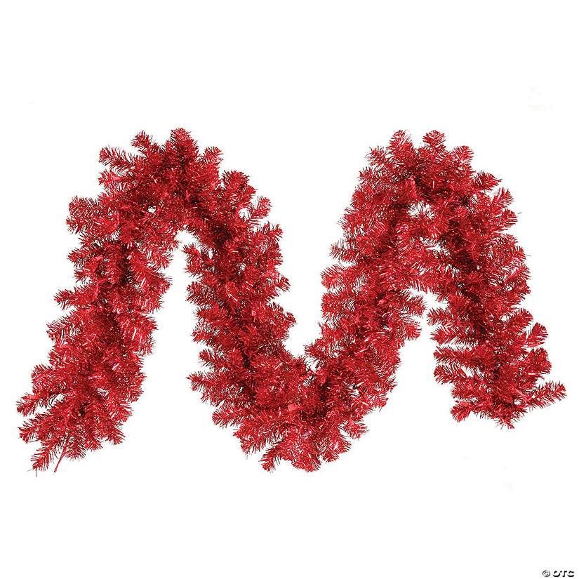 Vickerman 9' Red Christmas Garland with Red LED Lights Image