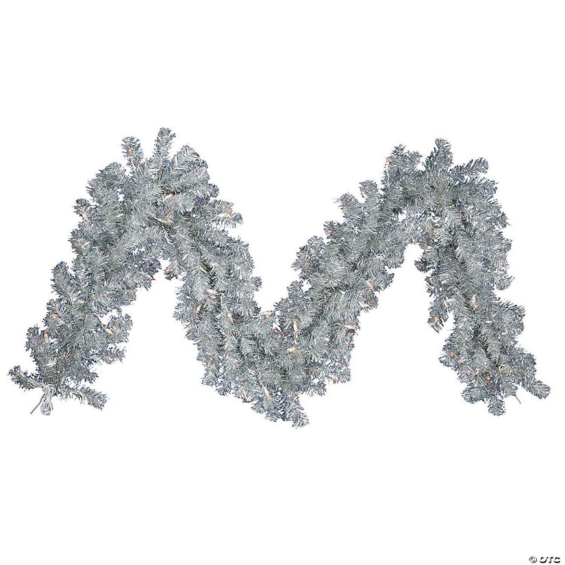 Vickerman 9' Silver Christmas Garland with Warm White LED Lights