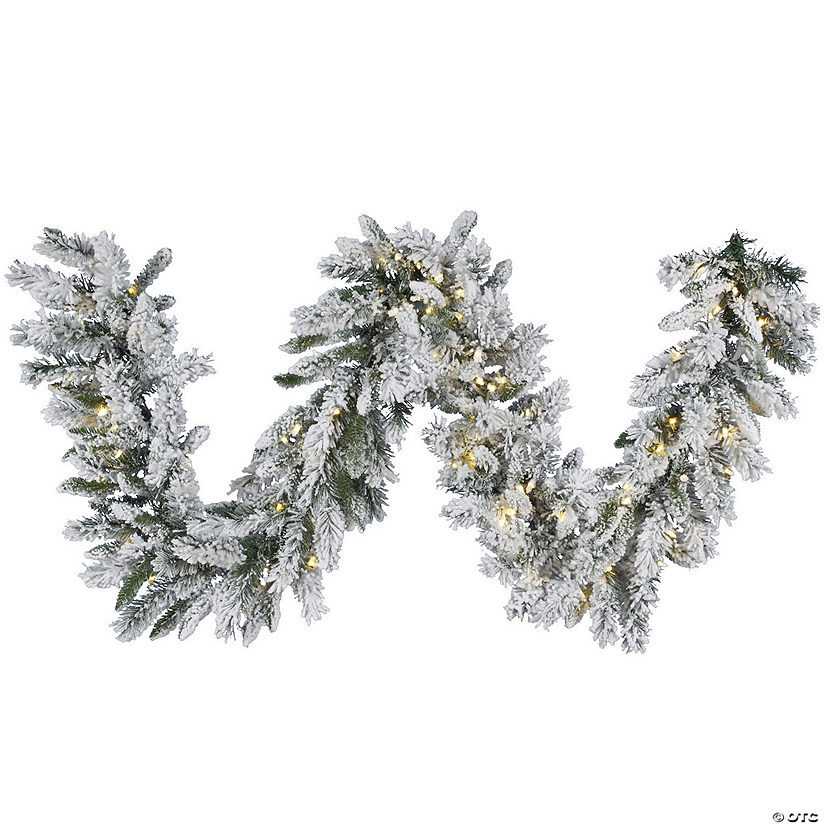 Vickerman 9' Snow Ridge Artificial Christmas Garland, Warm White LED Lights Image