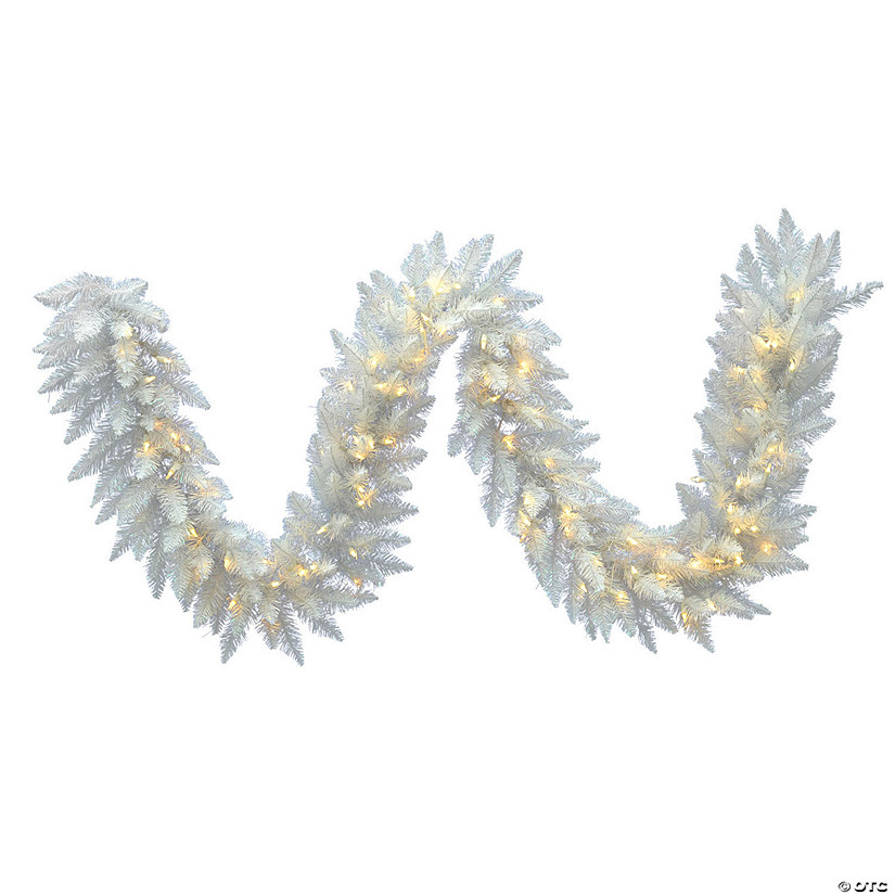 Vickerman 9' Sparkle White Spruce Artificial Christmas Garland, Warm White LED Lights Image