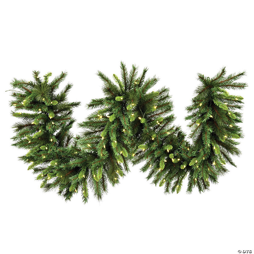Vickerman 9' x 14" Bangor Mixed Pine Artificial Christmas Garland, Warm White Dura-lit LED Mini Lights Image