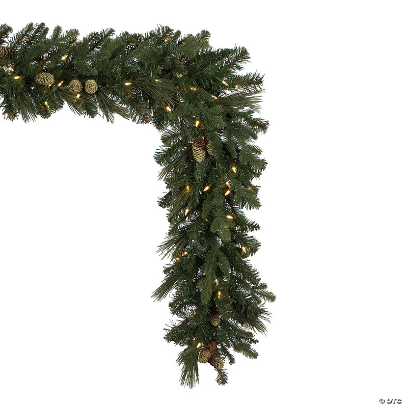 Vickerman 9' x 14" Emerald Mixed Fir Artificial Christmas Garland, Dura-Lit&#174; LED Warm White Mini Lights Image