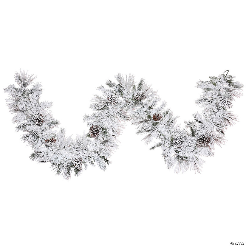 Vickerman 9' x 14" Flocked Atka Artificial Christmas Garland, Unlit Image