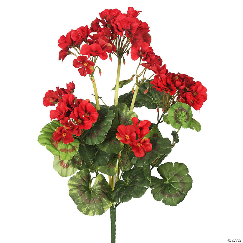 Vickerman Artificial 20" Red Geranium Bush, 4 per Pack. Image
