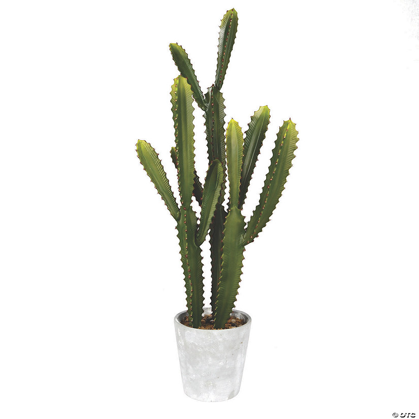 Vickerman Artificial 29" Green Cactus Plant in Concrete Pot Image