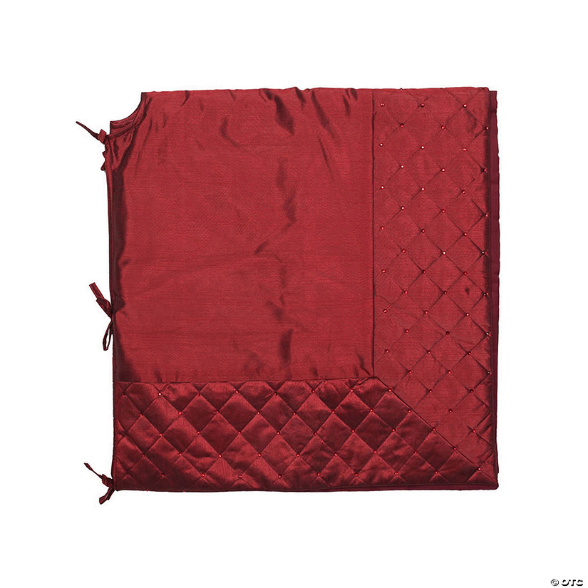 Vickerman Burgundy Quilt Stitched Jeweled Square  52" Christmas Tree Skirt Image