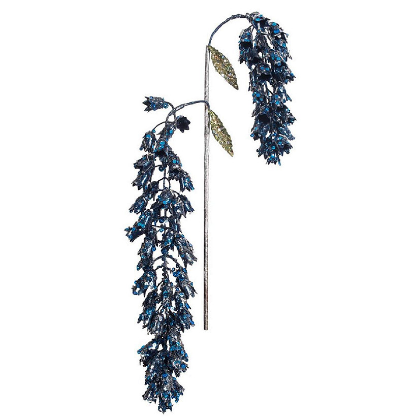 Vickerman OF180402 20 in. Blue Pearl Glitter Hanging Foxglove Floral Spray, 3 per Bag Image