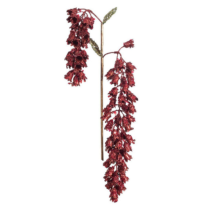 Vickerman OF180403 20 in. Red Pearl Glitter Hanging Foxglove Floral Spray, 3 per Bag Image