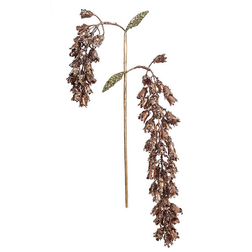 Vickerman OF180415 20 in. Chocolate Pearl Glitter Hanging Foxglove Floral Spray, 3 per Bag Image