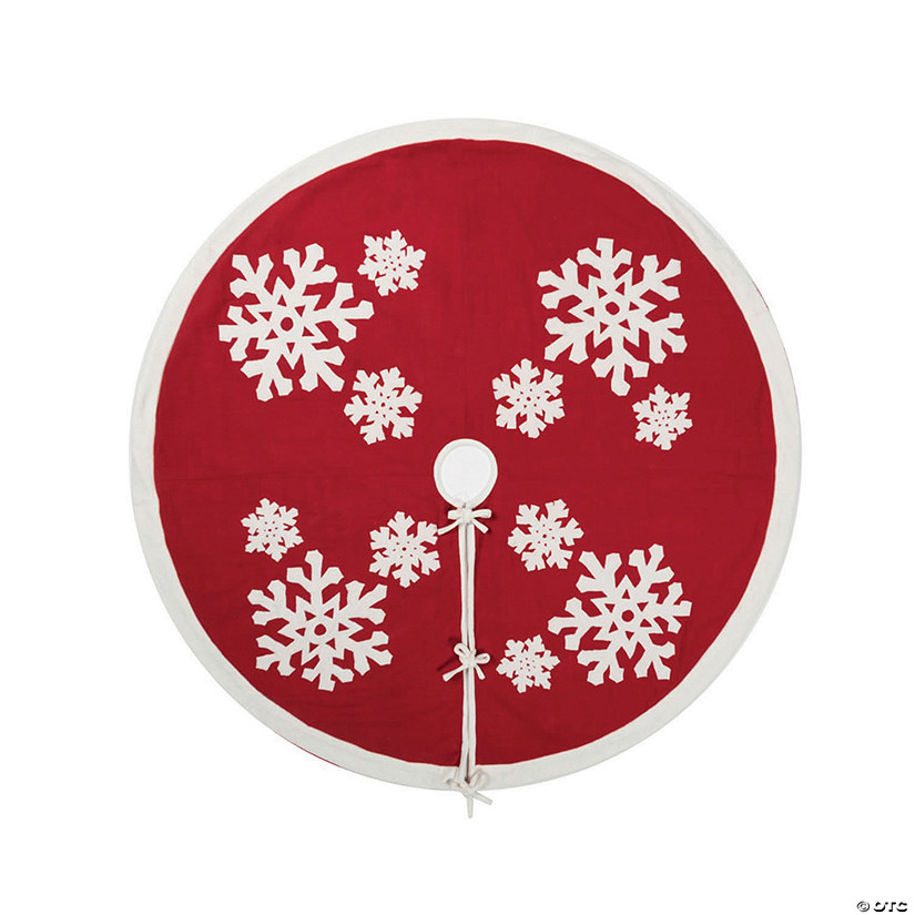 Vickerman Red with White Felt Snowflakes  60" Cotton Christmas Tree Skirt Image