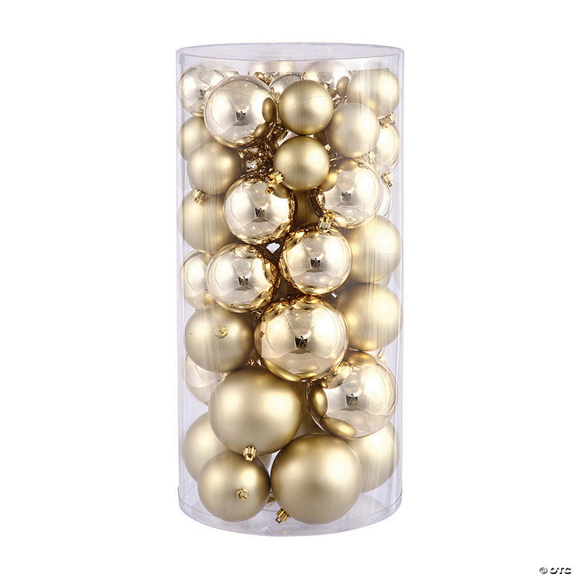Vickerman Shatterproof 1.5"-2" Gold Shiny and Matte Ball Christmas Ornament Assortment, 50 per Box Image