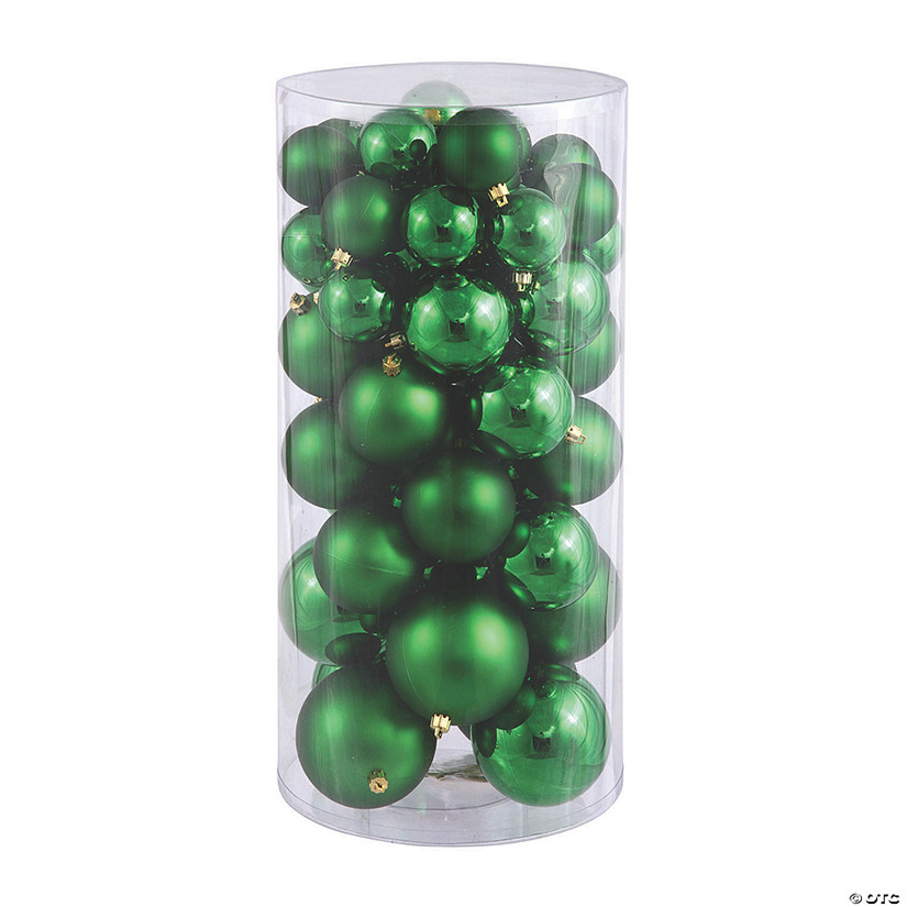 Vickerman Shatterproof 1.5"-2" Green Shiny and Matte Ball Christmas Ornament Assortment, 50 per Box Image