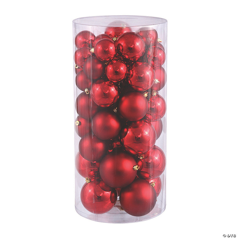 Vickerman Shatterproof 1.5"-2" Red Shiny and Matte Christmas Ornament Assortment, 50 per Box Image