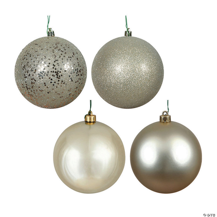 Vickerman Shatterproof 1.6" Champagne 4-Finish Ball Christmas Ornament, 96 per Box Image