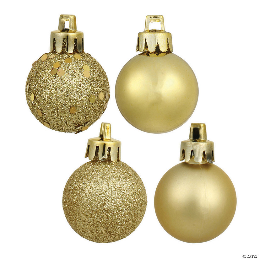 Vickerman Shatterproof 1.6" Gold 4-Finish Ball Christmas Ornament, 96 per Box Image