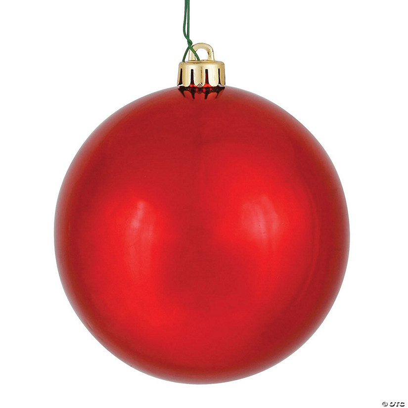 Vickerman Shatterproof 10" Large Red Shiny Ball Christmas Ornament Image