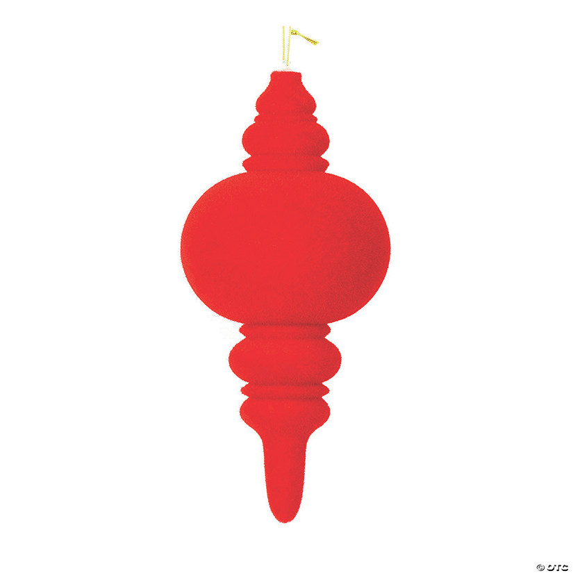 Vickerman Shatterproof 10" Red Flocked Finial Christmas Ornament, 3 per Bag Image