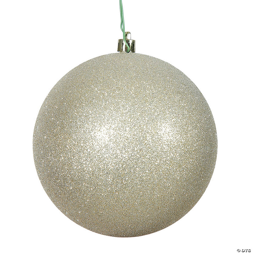 Vickerman Shatterproof 12" Giant Champagne Glitter Ball Christmas Ornament Image