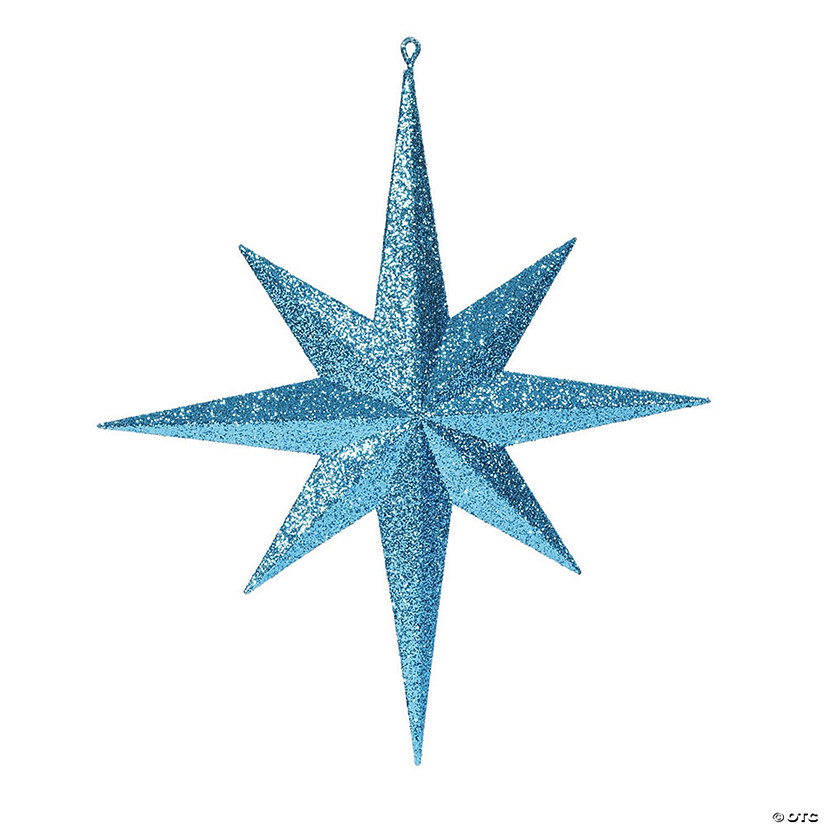 Vickerman Shatterproof 15.75" Giant Turquoise Glitter Bethlehem Star Christmas Ornament Image