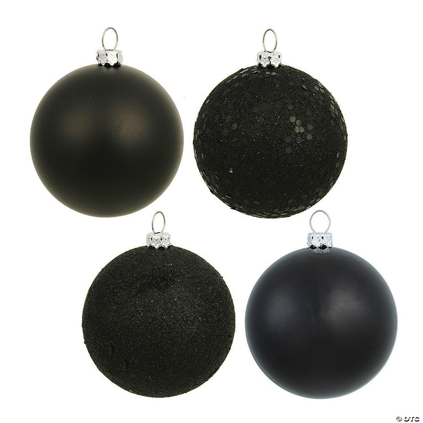 Vickerman Shatterproof 2.4" Black 4-Finish Ball Christmas Ornament, 24 per Box Image