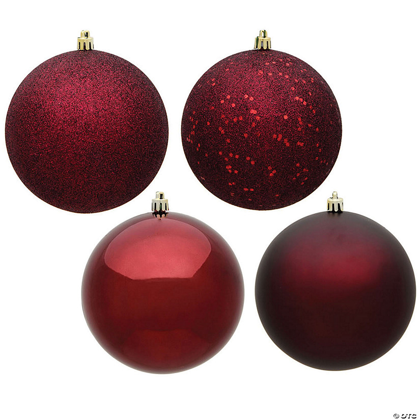 Vickerman Shatterproof 2.4" Burgundy 4-Finish Ball Christmas Ornament, 24 per Box Image
