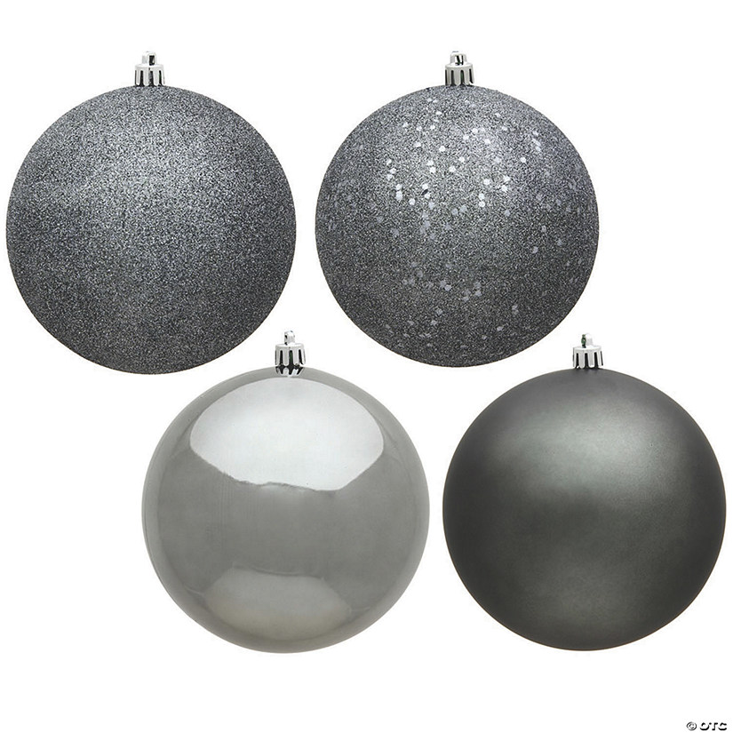 Vickerman Shatterproof 2.4" Pewter 4-Finish Ball Christmas Ornament, 24 per Box Image