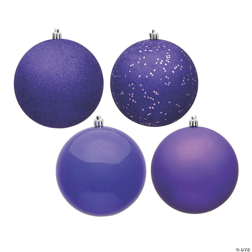 Vickerman Shatterproof 2.4" Purple 4-Finish Ball Christmas Ornament, 24 per Box Image