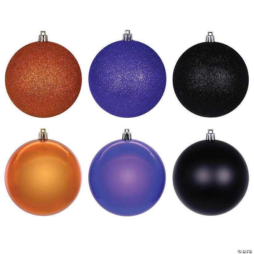 Vickerman Shatterproof 2.4" Purple, Orange, and Black Christmas Ornament, 18 per box Image