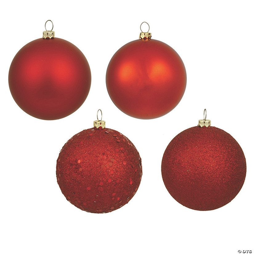 Vickerman Shatterproof 2.4" Red 4-Finish Ball Christmas Ornament, 24 per Box Image