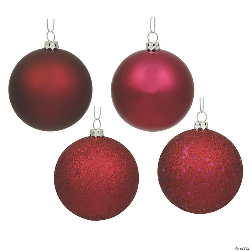 Vickerman Shatterproof 2.75" Wine 4-Finish Ball Christmas Ornament, 20 per Box Image