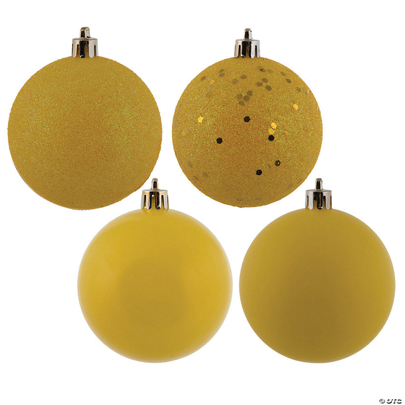 Vickerman Shatterproof 2.75" Yellow 4-Finish Ball Christmas Ornament, 20 per Box Image