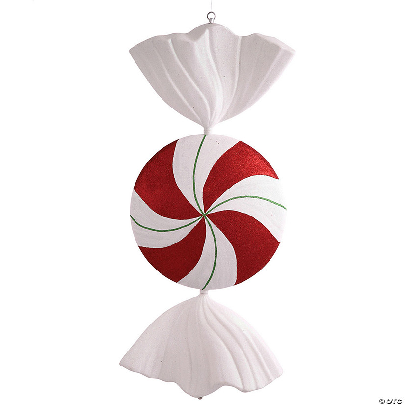Vickerman Shatterproof 37" Giant Red-White-Green Flat Peppermint Candy Christmas Ornament Image
