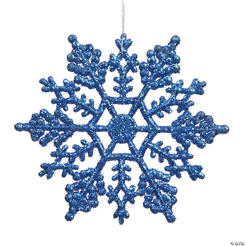 Vickerman Shatterproof 4" Blue Glitter Snowflake Christmas Ornament, 24 per Box Image