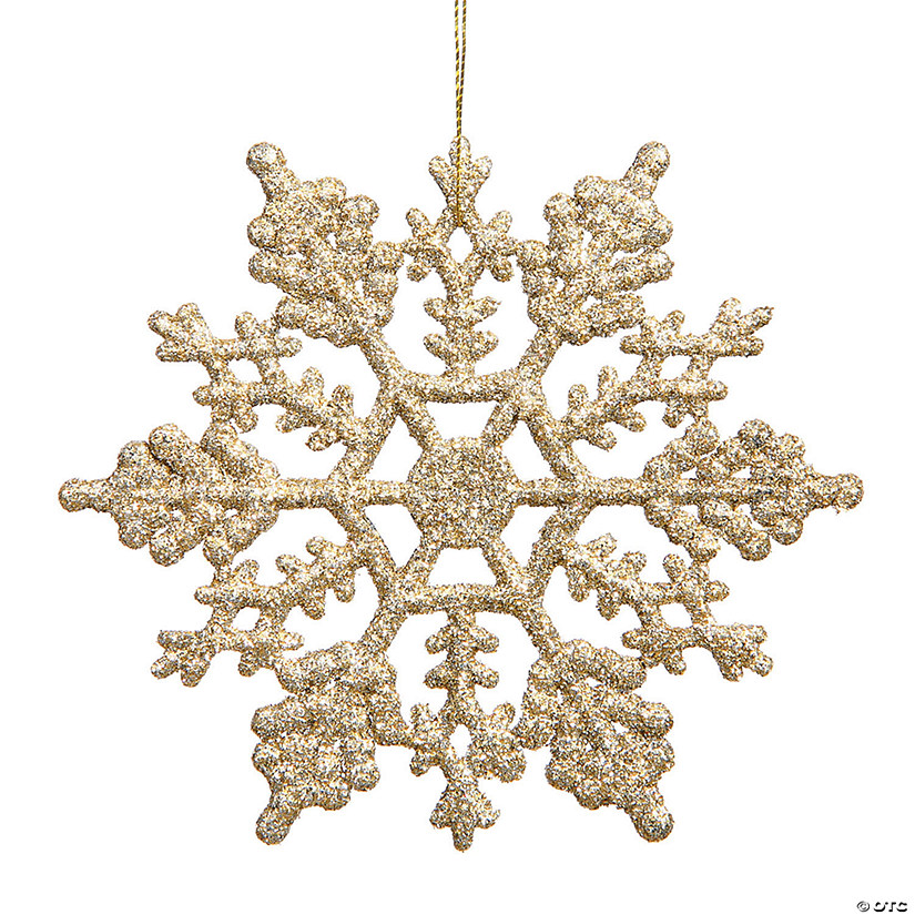 Vickerman Shatterproof 4" Champagne Glitter Snowflake Christmas Ornament, 24 per Box Image