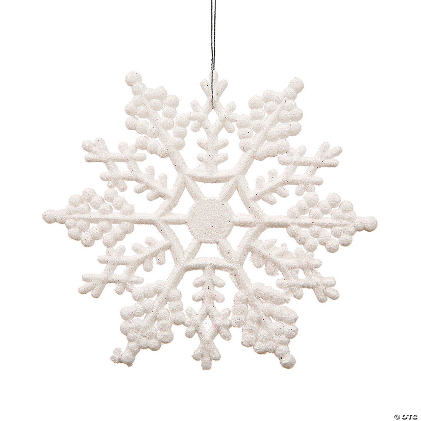 Vickerman Shatterproof 4" White Glitter Snowflake Christmas Ornament, 24 per Box Image