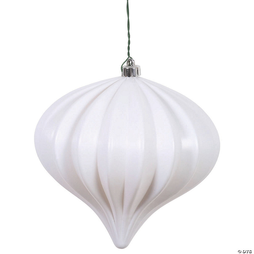 Vickerman Shatterproof 5.7" x 5.5" Matte White Onion Shaped Ornament, 3 per Bag Image