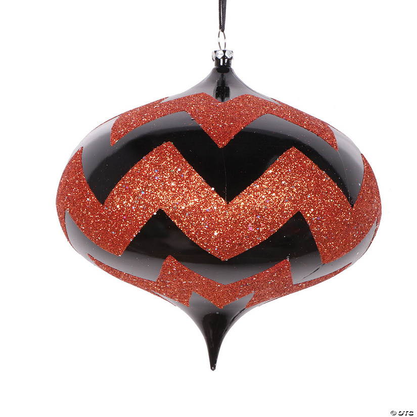 Vickerman Shatterproof 6.3" Black Orange Onion Christmas Ornament, 2 per bag Image