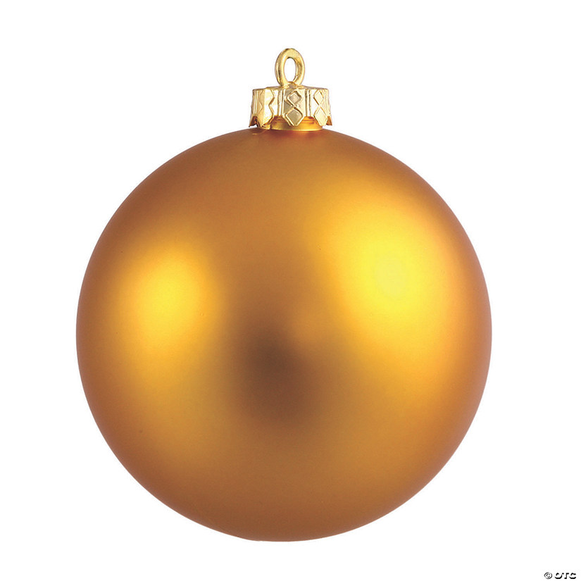 Vickerman Shatterproof 6" Antique Gold Matte Ball Christmas Ornament, 4 per Box Image
